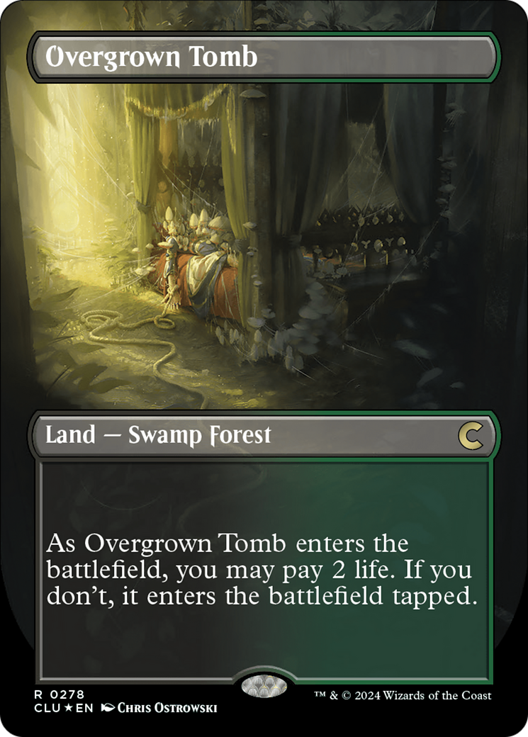 Overgrown Tomb (Borderless) [Ravnica: Clue Edition] | Silver Goblin