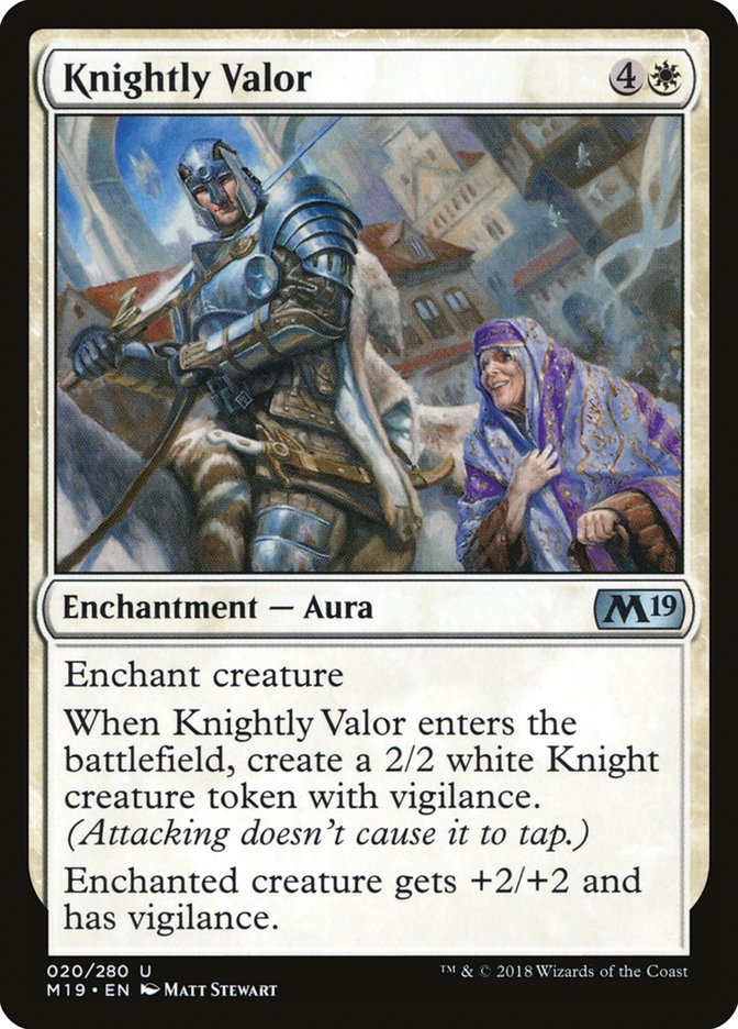 Knightly Valor [Core Set 2019] | Silver Goblin