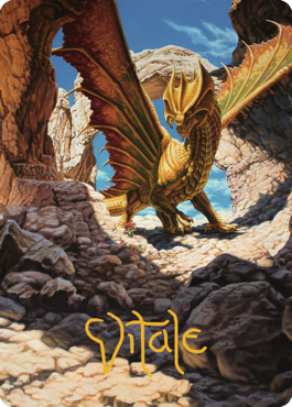 Ancient Brass Dragon Art Card (02) (Gold-Stamped Signature) [Commander Legends: Battle for Baldur's Gate Art Series] | Silver Goblin