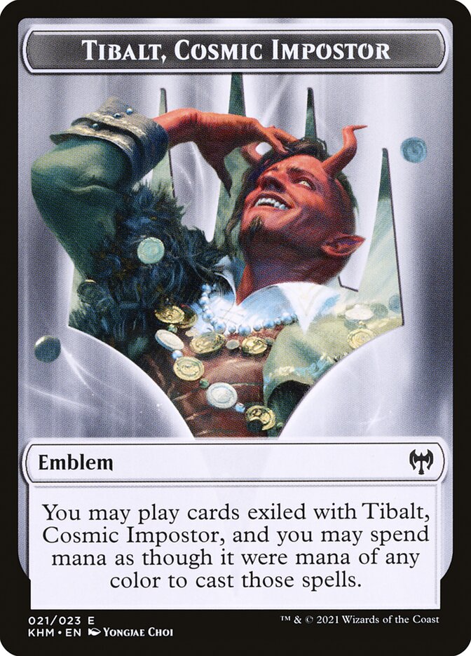 Elf Warrior // Tibalt, Cosmic Impostor Emblem Double-Sided Token [Kaldheim Tokens] | Silver Goblin