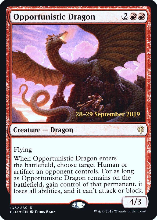 Opportunistic Dragon [Throne of Eldraine Prerelease Promos] | Silver Goblin
